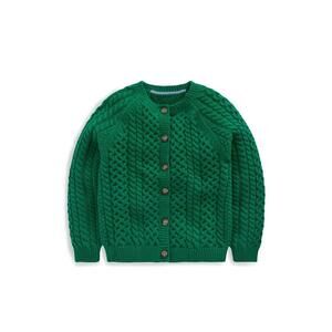 NWT $65 Mini Boden Heritage Cable Knit Green Cardigan Sweater 2-3Y